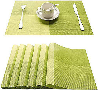 ELIE INDIA Rectangular Pack of 4 Table Placemat(Green, PVC)