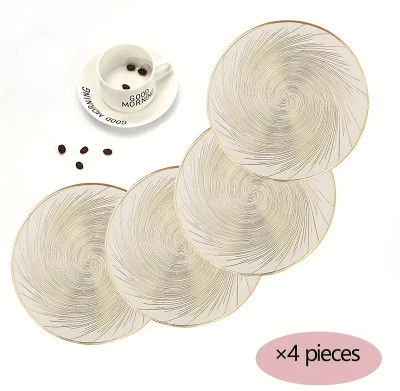 DPA Collection Round Pack of 4 Table Placemat(Gold, PVC)