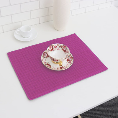 Evolife Square Pack of 1 Table Placemat(Pink, Microfibre)
