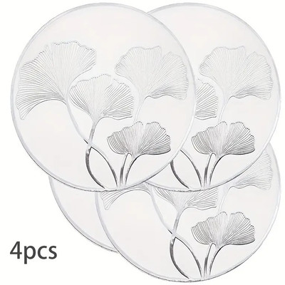 Castle Decor Round Pack of 4 Table Placemat(Silver, PVC)