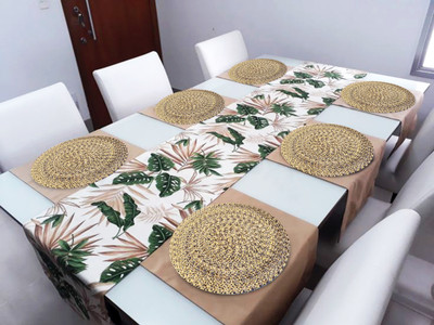 LADLI JEE Round Pack of 6 Table Placemat(Brown, Polyester)