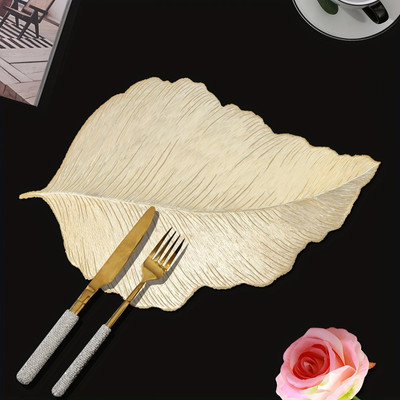 Castle Decor Rectangular Pack of 4 Table Placemat(Gold, PVC)