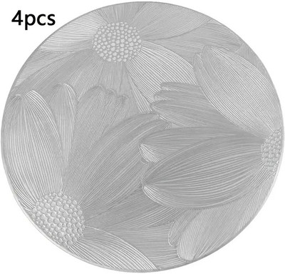 DPA Collection Round Pack of 4 Table Placemat(Silver, PVC)