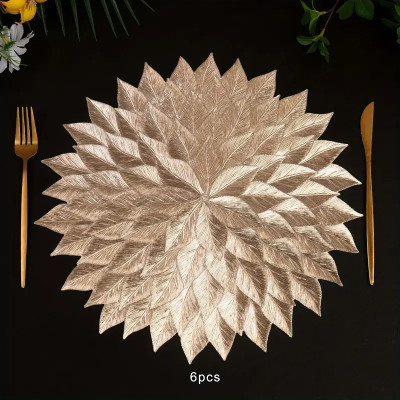 DPA Collection Round Pack of 6 Table Placemat(Gold, PVC)