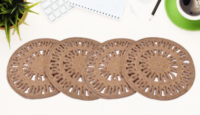 TSUKUYOMI Round Pack of 4 Table Placemat(Beige, Jute)