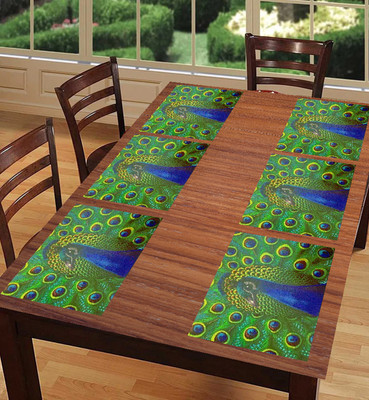 SANRAKSSHAN Rectangular Pack of 6 Table Placemat(Green, Blue, PVC)