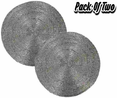 A CUBE LUXURY SOLUTIONS Round Pack of 2 Table Placemat(Grey, Polyester)