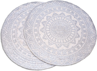 shiv charan Round Pack of 2 Table Placemat(Silver, Cotton)