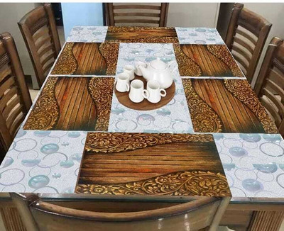 LOTUSKING Rectangular Pack of 6 Table Placemat(Silver, PVC)