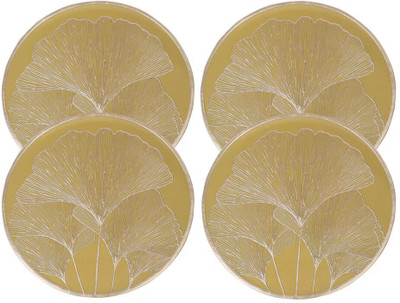 Castle Decor Round Pack of 4 Table Placemat(Gold, PVC)