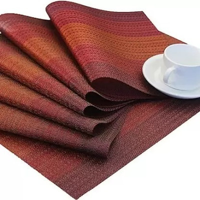 Winner Rectangular Pack of 6 Table Placemat(Maroon, PVC)