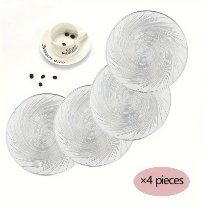DPA Collection Round Pack of 4 Table Placemat(Silver, PVC)
