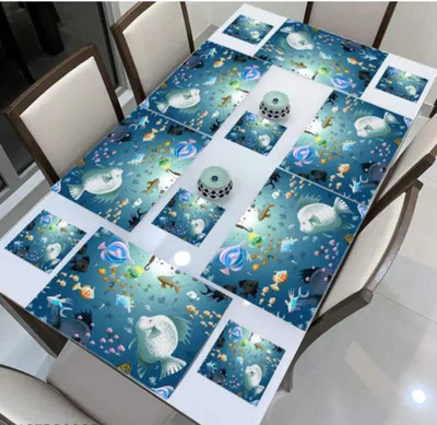 GEPNING Rectangular Pack of 6 Table Placemat(Green, PVC)