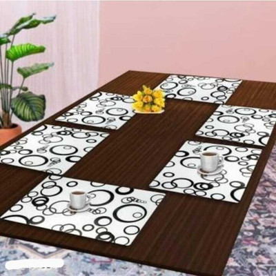 LOTUSKING Rectangular Pack of 6 Table Placemat(White, PVC)