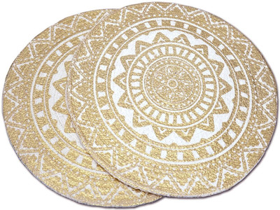 shiv charan Round Pack of 2 Table Placemat(Beige, Cotton)