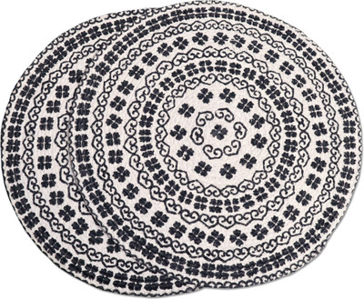 shiv charan Round Pack of 2 Table Placemat(Black, Cotton)