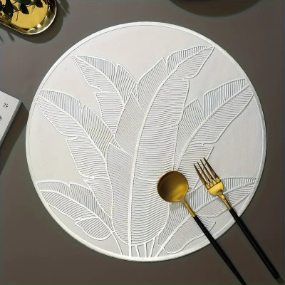 Castle Decor Round Pack of 4 Table Placemat(Silver, PVC)
