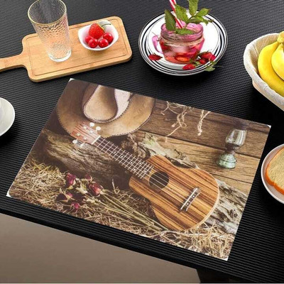 LOTUSKING Rectangular Pack of 6 Table Placemat(Grey, PVC)