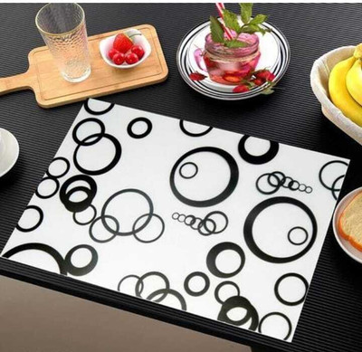 LOTUSKING Rectangular Pack of 6 Table Placemat(Black, PVC)