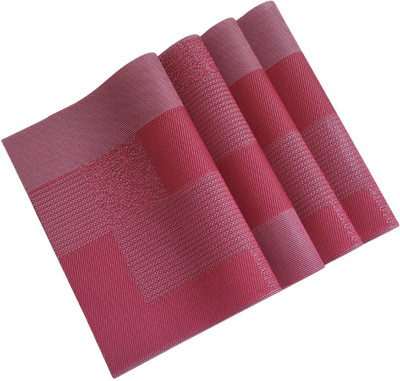 Onlyeasy Rectangular Pack of 6 Table Placemat(Maroon, PVC)