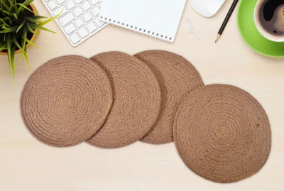 TSUKUYOMI Round Pack of 4 Table Placemat(Beige, Jute)