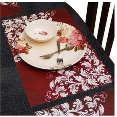 LOTUSKING Rectangular Pack of 6 Table Placemat(Maroon, PVC)