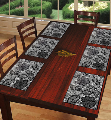 SANRAKSSHAN Rectangular Pack of 6 Table Placemat(Black, PVC)