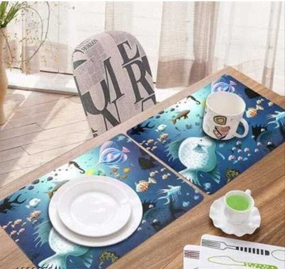 LOTUSKING Rectangular Pack of 6 Table Placemat(Dark Green, PVC)
