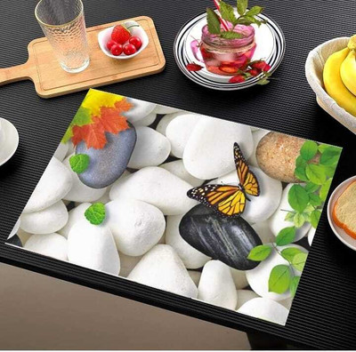 LOTUSKING Rectangular Pack of 6 Table Placemat(Green, PVC)
