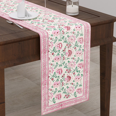 BLOCKS OF INDIA Pink 180 cm Table Runner(Canvas)