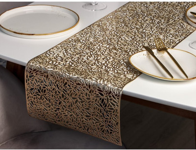 Dakshya Industries Gold 152 cm Table Runner(PVC)