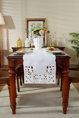MONKDECOR Pink 83.82 cm Table Runner(Satin)
