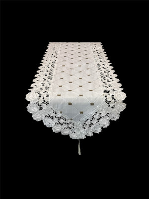 MONKDECOR White 177 cm Table Runner(Polyester)