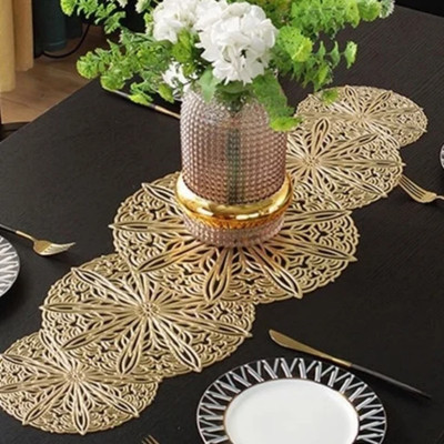 MONKDECOR Gold 84 cm Table Runner(Synthetic)