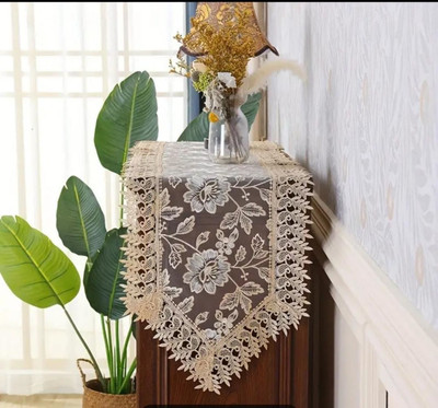 MONKDECOR White 177 cm Table Runner(Polyester)