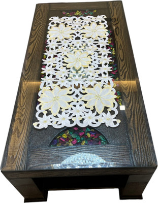 MONKDECOR White 84 cm Table Runner(Cotton)