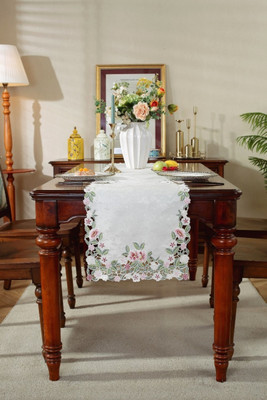 MONKDECOR Pink 83.82 cm Table Runner(Satin)
