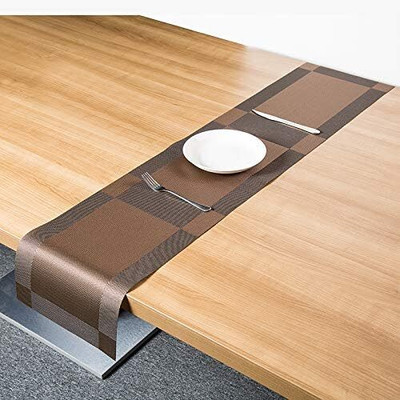 Wonder Work Brown 180 cm Table Runner(PVC)