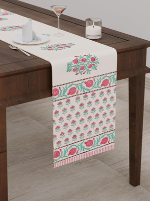 BLOCKS OF INDIA Red, Green 180 cm Table Runner(Canvas)
