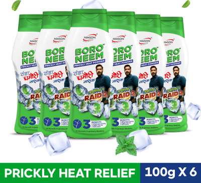 Nimson Boro Neem Cool Talc Ghamori Nashak Prickly Heat Talcum Powder for Summer(6 x 100 g)