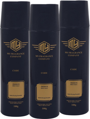 MY Code Premium Asorted | Non Toxic Heavey Metal Free Talc Powder | Pack of 3(3 x 100 g)