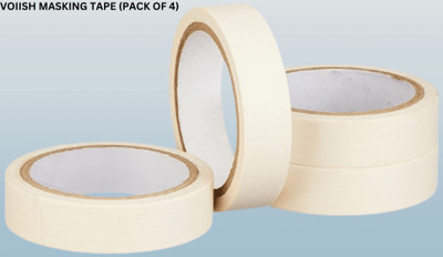 VOIISH Single sided Multi-Use for Carpenter Labeling, Painting, Packing Adhesive Leaves No Residue Masking Tape 1 Inch 24 mm x 25 Meters (Pack of 4) of Multi-Use, Easy Tear Tape (Manual)(Set of 4, Off White)