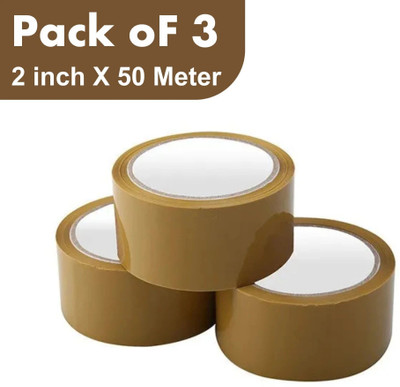 Quicktape Solutions Self Adhesive Manual Packaging Tape (Manual)(Set of 3, Brown)