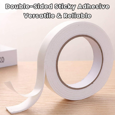 Thump Double-Sided Foam Tape Mono White Sticky Adhesive for DIY Art & Crafts Scrapbooking Office School Stationery Supplies - (24mmX1m) Double-Sided Foam Tape (Manual)(Set of 6, White)