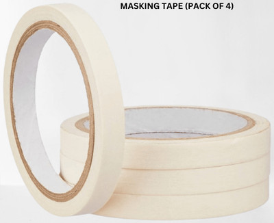 VOIISH Single sided Used Carpenter Labeling, Painting, Packing Adhesive Leaves No Residue. Masking Tape 1/2 Inch 12 mm x 25 Meters (Pack of 4) of Multi-Use, Easy Tear Tape (Manual)(Set of 4, Off White) VOIISH Single sided Used Carpenter Labeling, Painting, Packing Adhesive Leaves No Residue. Masking Tape 1/2 Inch 12 mm x 25 Meters (Pack of 4) of Multi-Use, Easy Tear Tape (Manual)(Set of 4, Off White)