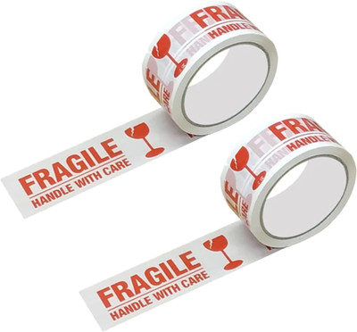 Boxer HANDLE WITH CARE TAPE 2 INCH X 65 METERS LONG FOR PACKING BOXES & DOMESTIC USE BOPP FRAGILE TAPE (Manual)(Set of 2, Fragile Tape)