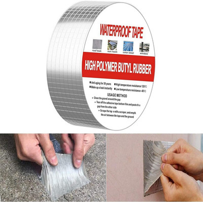 Masox Store Single Sided Aluminum Foil Multifunctional Butyl Rubber Water Proof Tape Tape (Manual)(Silver)