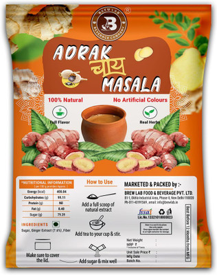 Brew Lab Adrak Chai Masala Premix | Rich In Antioxidants | No Artificial Colours Ginger Instant Tea Plastic Bottle(1 kg)