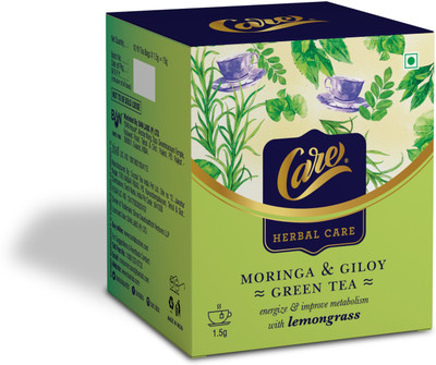 CARE Moringa & Giloy Green Tea with Lemongrass Lemon Grass Green Tea Bags Box(10 Bags)