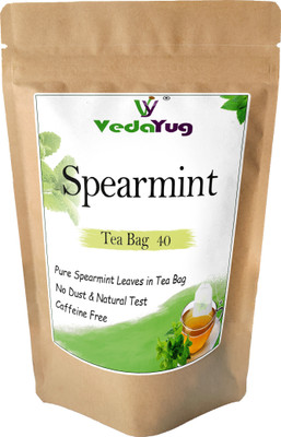 VY VedaYug Spearmint Tea Bags 40 Eco-Friendly Mint Tea Bags, Use for Ice and Hot Tea, Mint Herbal Tea Bags Pouch(40 Bags)